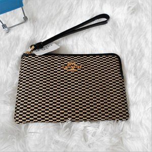 Coach Legacy Jacquard Corner Zip Wristlet